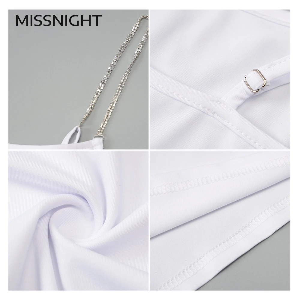 Сексуальные атласные мини платья Missnight облегающее черно белое платье с цепочкой