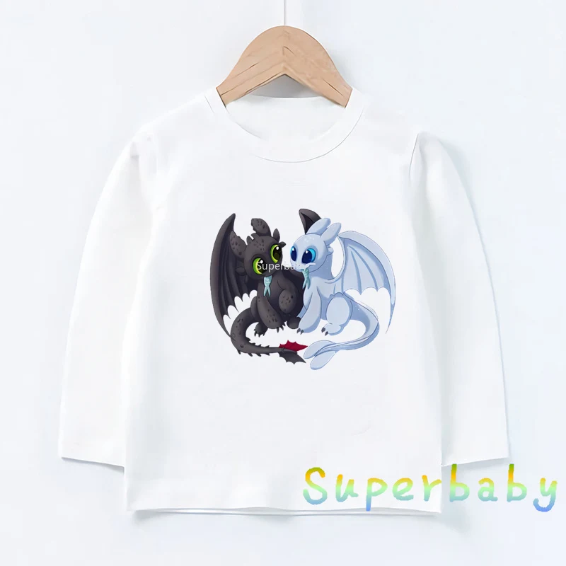 Детская белая футболка с принтом Как приручить дракона Забавные топы рисунками