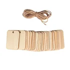 Прямоугольные деревянные поделки сделай сам, необработанные Пустые Подвесные подарочные бирки, украшения с веревками, декор для свадьбы, дня рождения, вечеринки, Рождества, 50 шт.