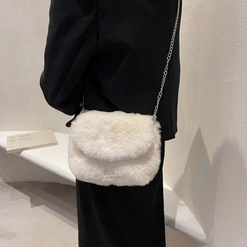 Повседневная пушистая мягкая плюшевая женская сумка на плечо зимние сумки через