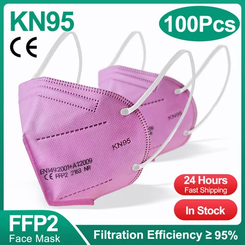 10-100 шт. FFP2 маска для лица KN95 маски для лица 5 слоев фильтрующая маска защитные маски противопылевая маска рот FPP2 маски розовый