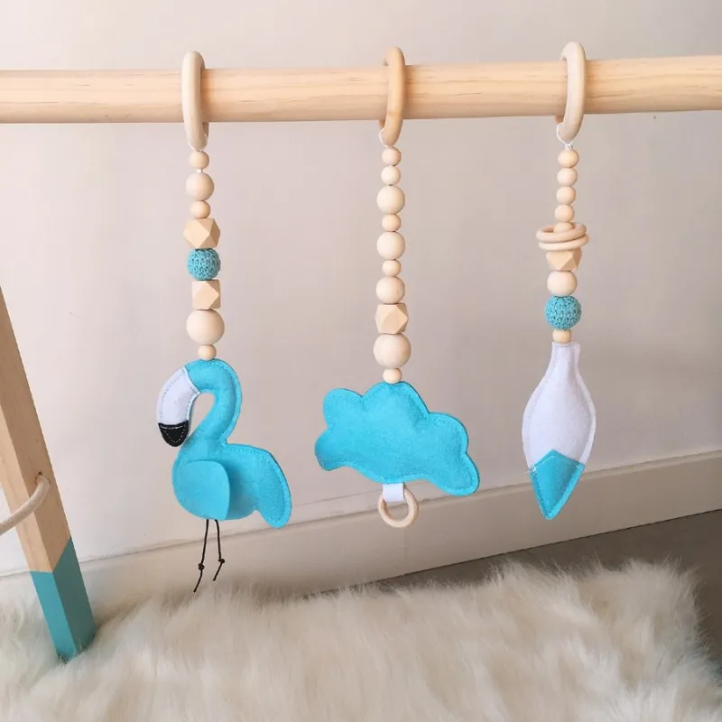 INS деревянные украшения-бисер с войлочным фламинго подвесная подвеска в виде