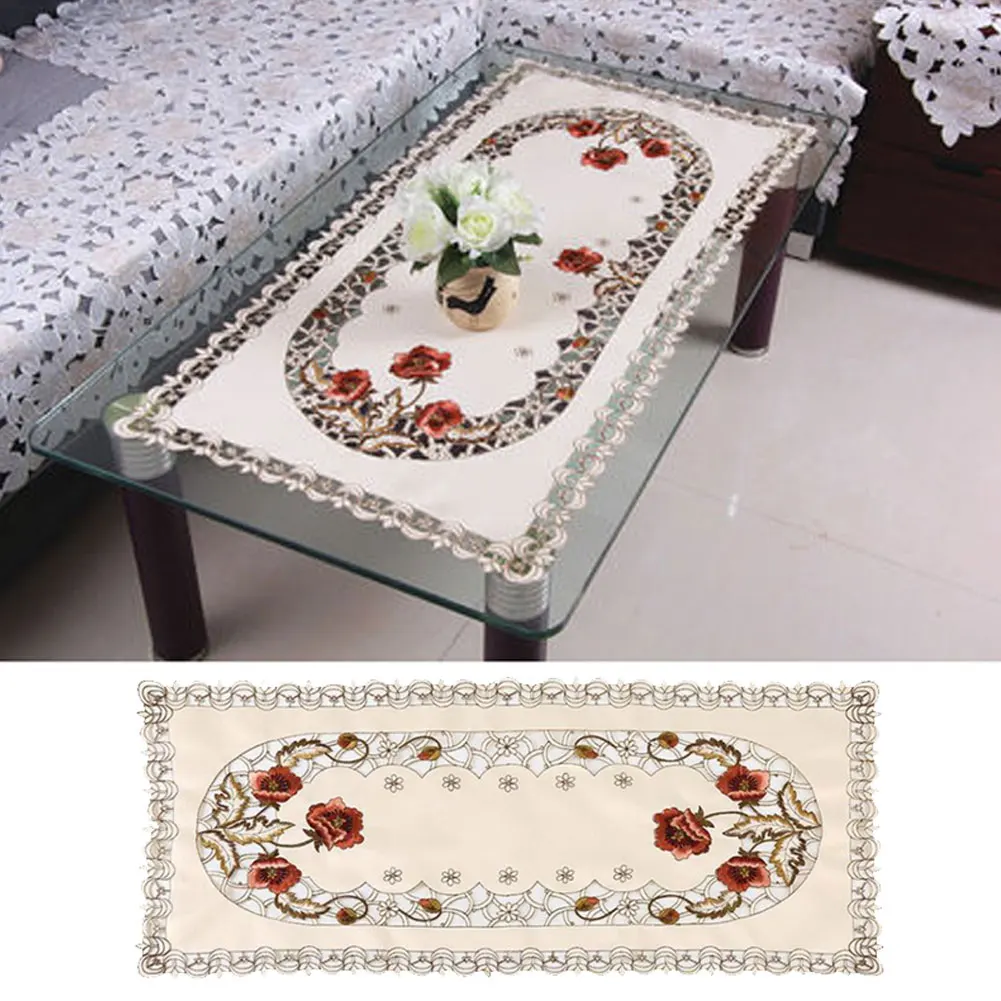 

Embroidered Tablecloth Cover Rectangular Vintage Lace Tablecloth Floral Table Cloth Decoration for Kitchen Dining Party