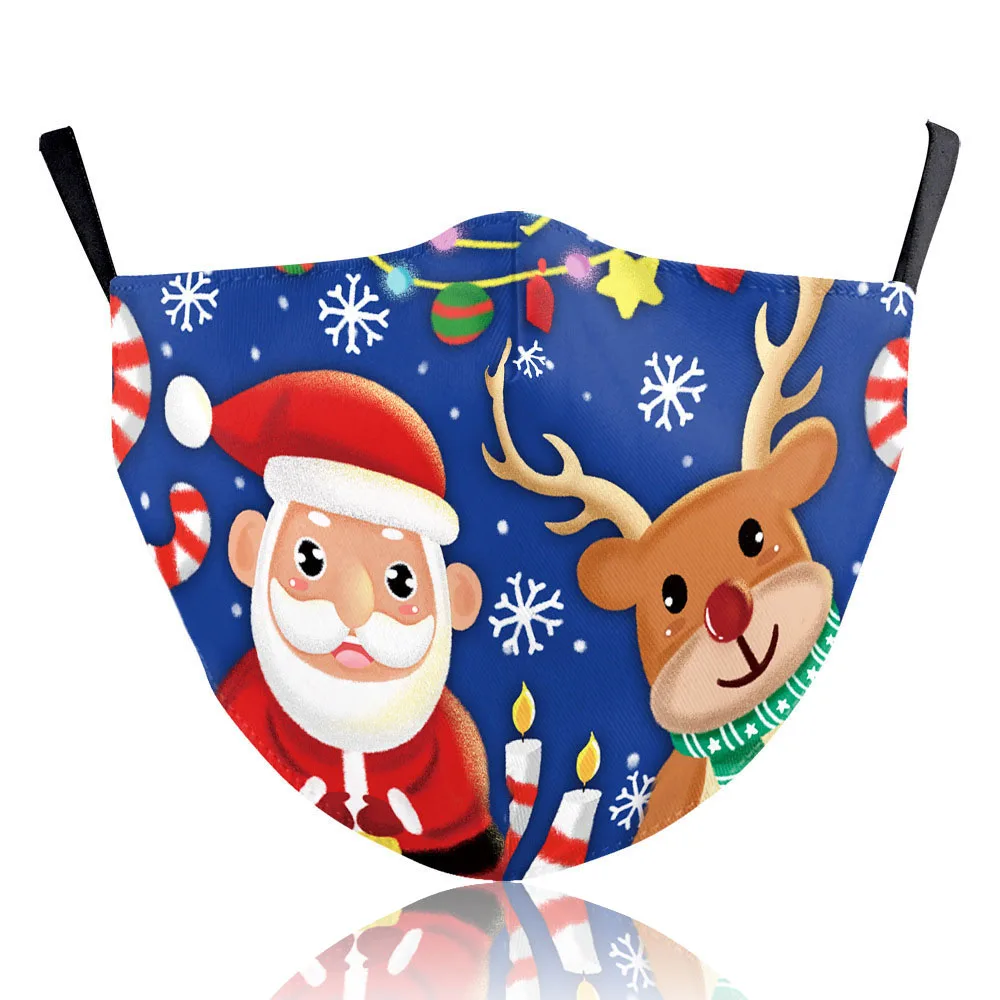 

Merry Christmas Cosplay Masks Santa Claus Deer Half Face Mouth Adult Dustproof Reusable Outdoor Xmas Party Happy Mask Keep Warm