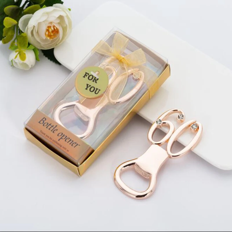 

100 шт. цвета: золотистый, Цифровой 60 открывалка биер Flesopener bruiloft Verjaardag вечерние подарок Voor Gasten