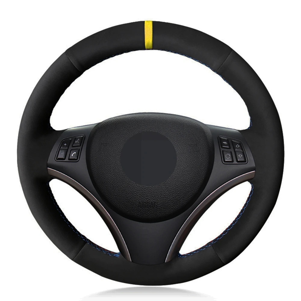 

Car Steering Wheel Cover DIY Hand-stitched Black Soft Suede For BMW E90 E91 E92 E93 X1 E84 E87 E81 E82 E88 Accessories