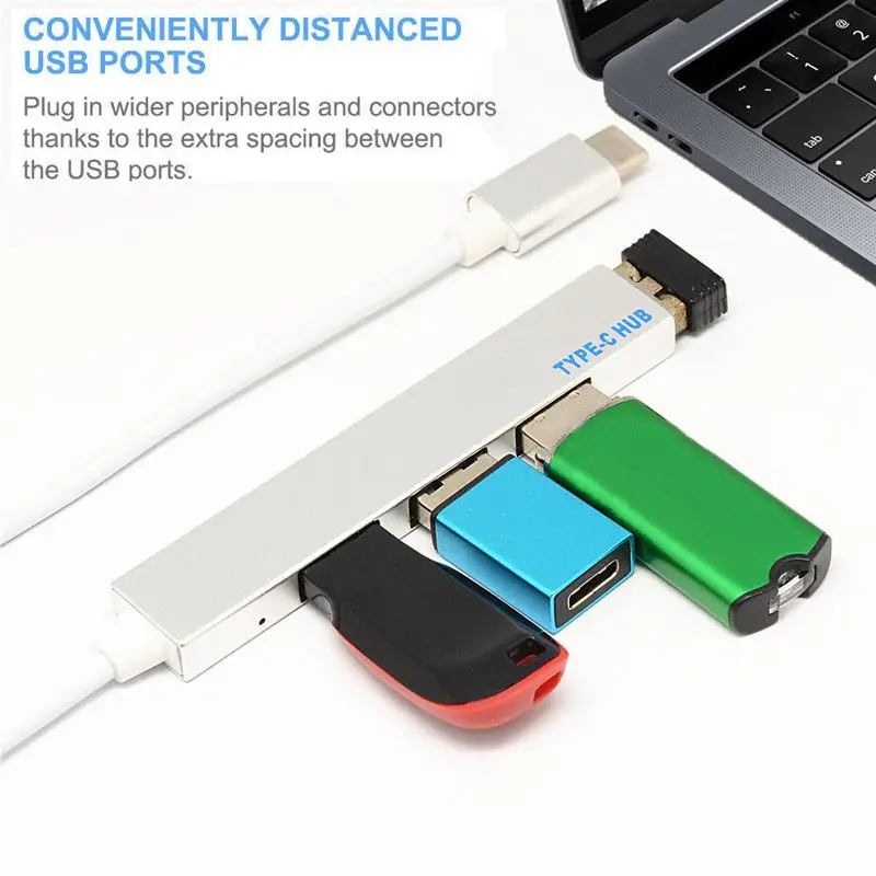 Type-C USB Hub 4 Port Alloy USB-C 3.1 to 2.0 Type C OTG Fast Transfer LED Light for Laptop PC Mouse Macbook Huawei | Компьютеры и офис