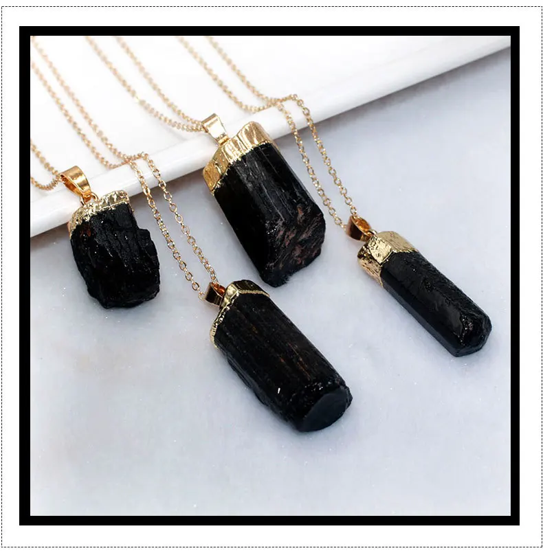 Черный турмалиновый кулон натуральный черный турмалин необработанный