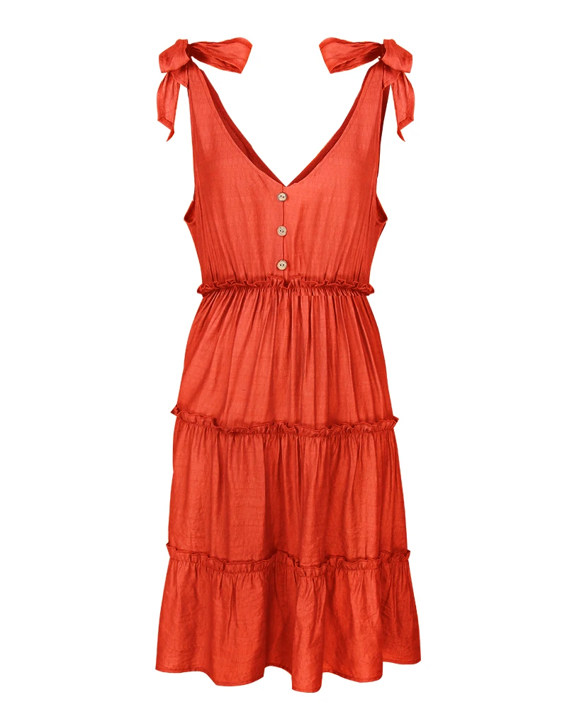 

Women's Dresses 2021 Summer Beach Dress Fashion Sleeveless V-neck Dress Ladies Stylish Solid Color Dress for Daily Wear