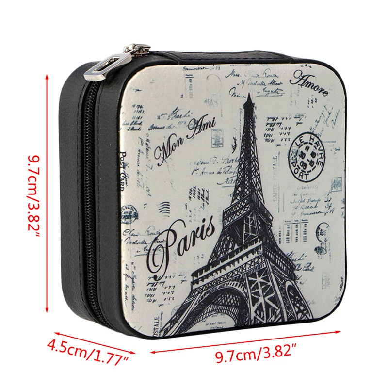 

Cosmetic Faux Leather Jewelry Box Necklace Ring Travel Storage Case Display