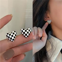 korea vintage peach heart studs earrings for women fashion maiden jewelry 2021 trend simple autumn winter love hearts earrings