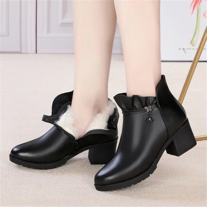 2019 г. новая осенне зимняя обувь из натуральной кожи женские ботинки теплые зимние
