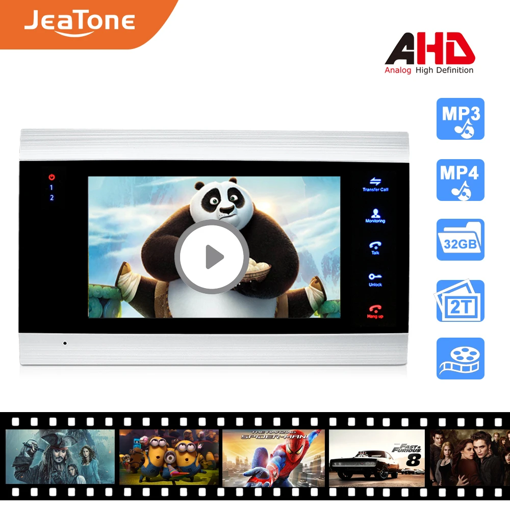 Видеодомофон 4 провода 720P/AHD 7 дюймов домофон дверной звонок динамик система