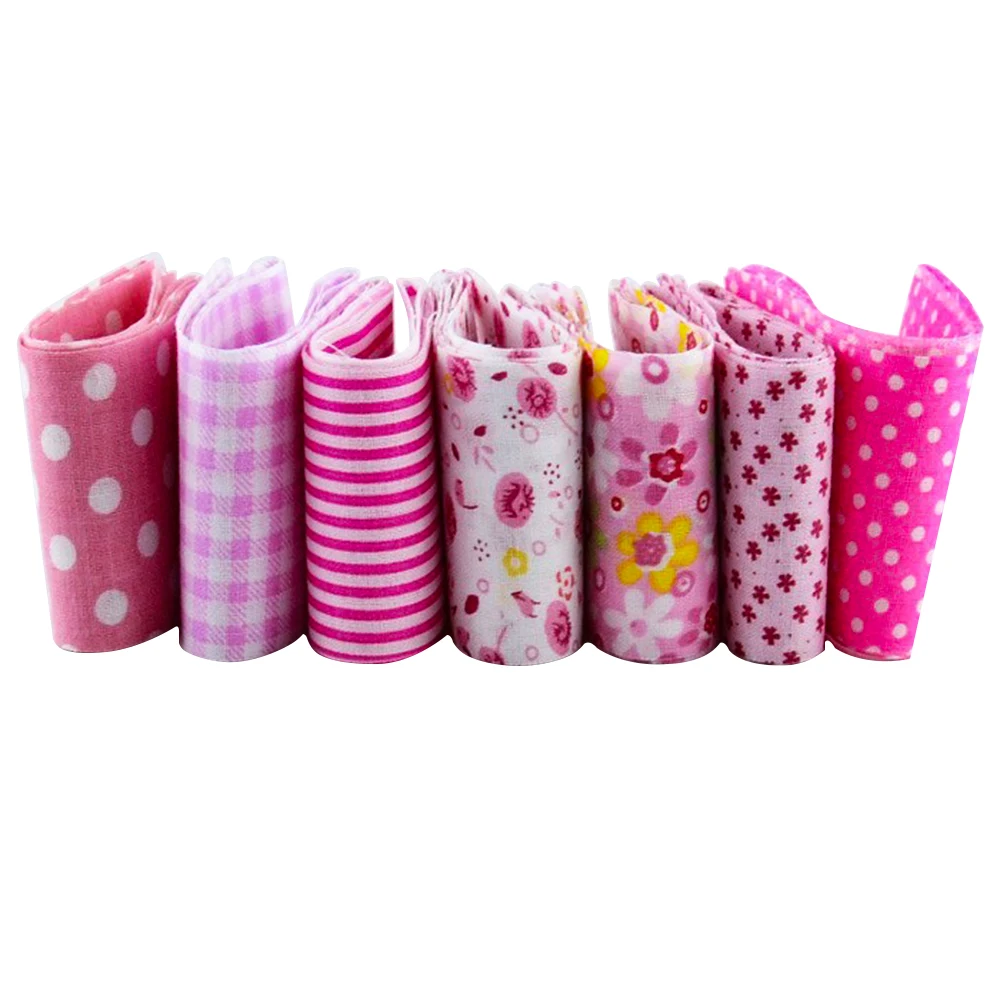 

New 7 PCS/Lot 100% Cotton Pink Sets Fabric Trips 5cmx100cm Jelly Roll Quilting Fabric Patchwork Textile for Sewing Toys Tildas