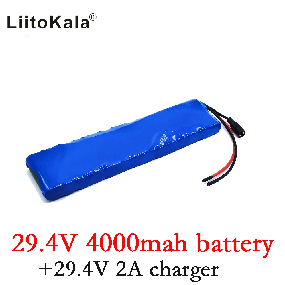

LiitoKala 24V 4Ah 7S2P 18650 Battery li-ion battery 29.4v 4000mah electric bicycle moped /electric +2A charger