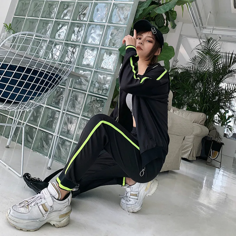 TMODA 2021 Повседневный Za черный зеленый цвет флуоресцентная куртка-бомбер Женские