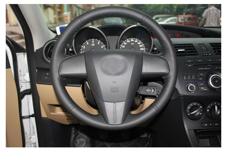 Черный чехол рулевого колеса автомобиля из искусственной кожи для Mazda 3 Axela Mazda 5 Mazda 6 CX-7 CX-9(США) 2010-2013