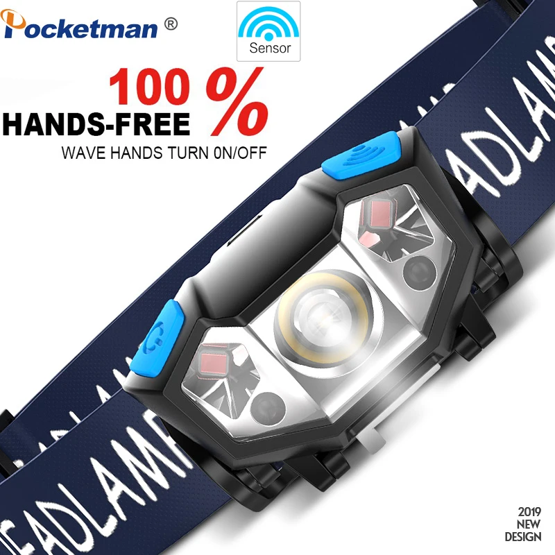 Фонарь налобный светодиодный с датчиком движения 5000 лм | Лампы и освещение