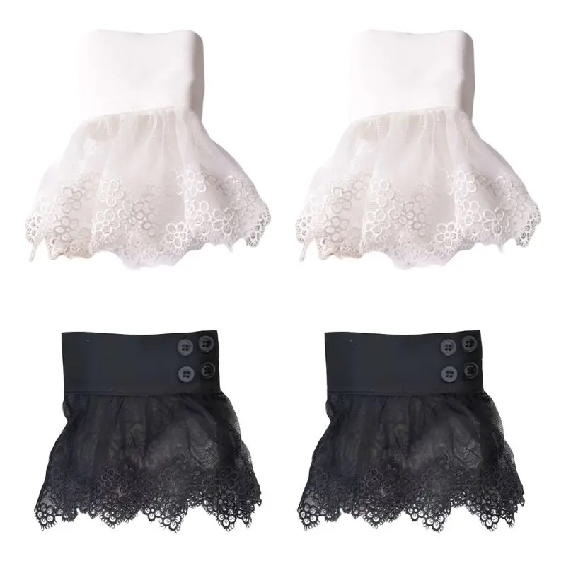 

Женские Накладные рукава с вышивкой и цветочной кружевной отделкой, прозрачные съемные манжеты из рога, плиссированные декоративные наруч...