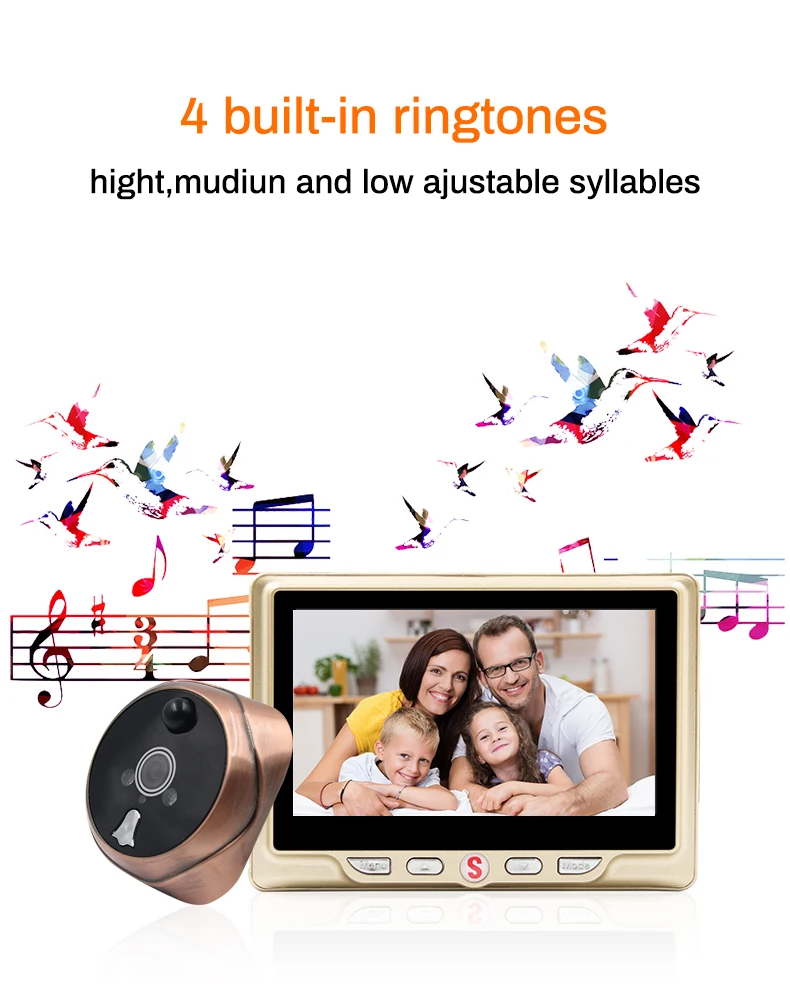 Цифровой дверной глазок Saful из цинкового сплава для записи видео с многоязычной HD