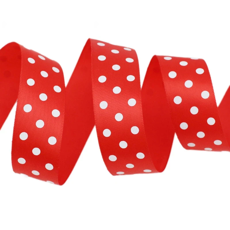 (10 ярдов/партия) сатиновая лента с принтом в горошек сделай сам украшения для