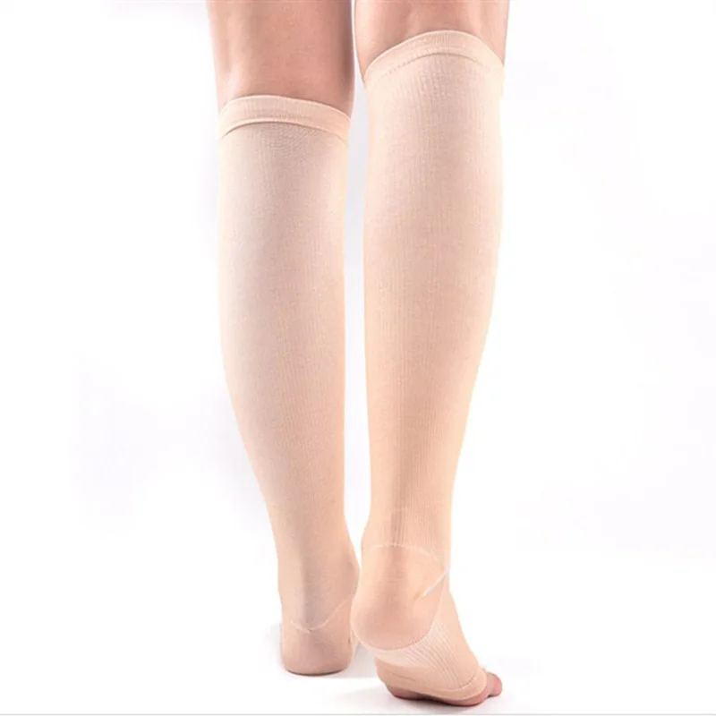 Fashion Unisex Compression Leg Socks Solid Knee-high Men Women Open Toe Safety Leg Warmers enlarge