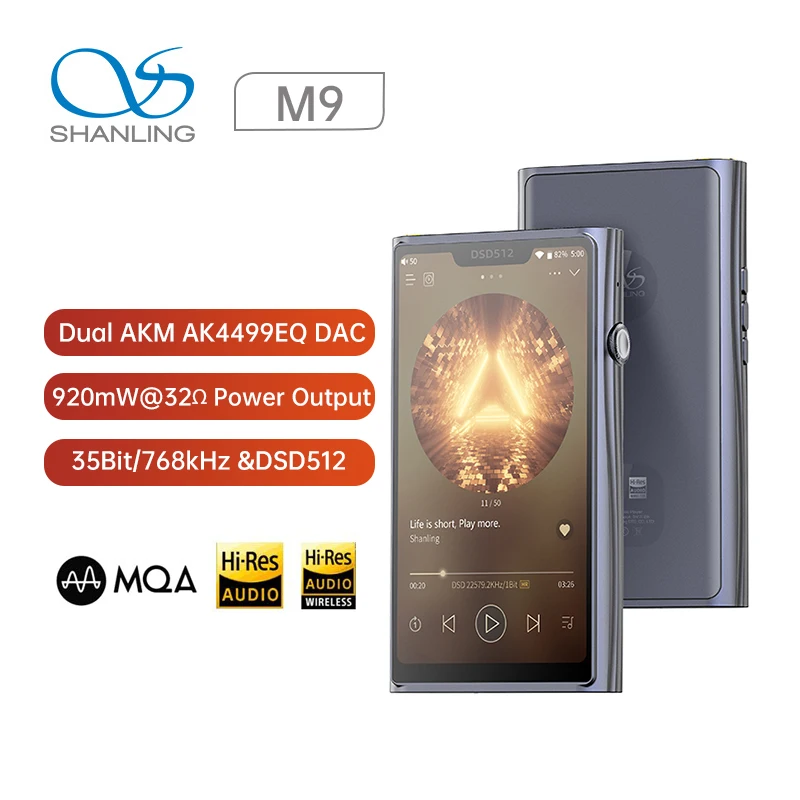 

Портативный mp3-плеер SHANLING M9, Двойной ЦАП AK4499EQ чип, портативный PCM768/DSD512 MQA 16X DLNA/Airplay Bluetooth 5,0 LDAC