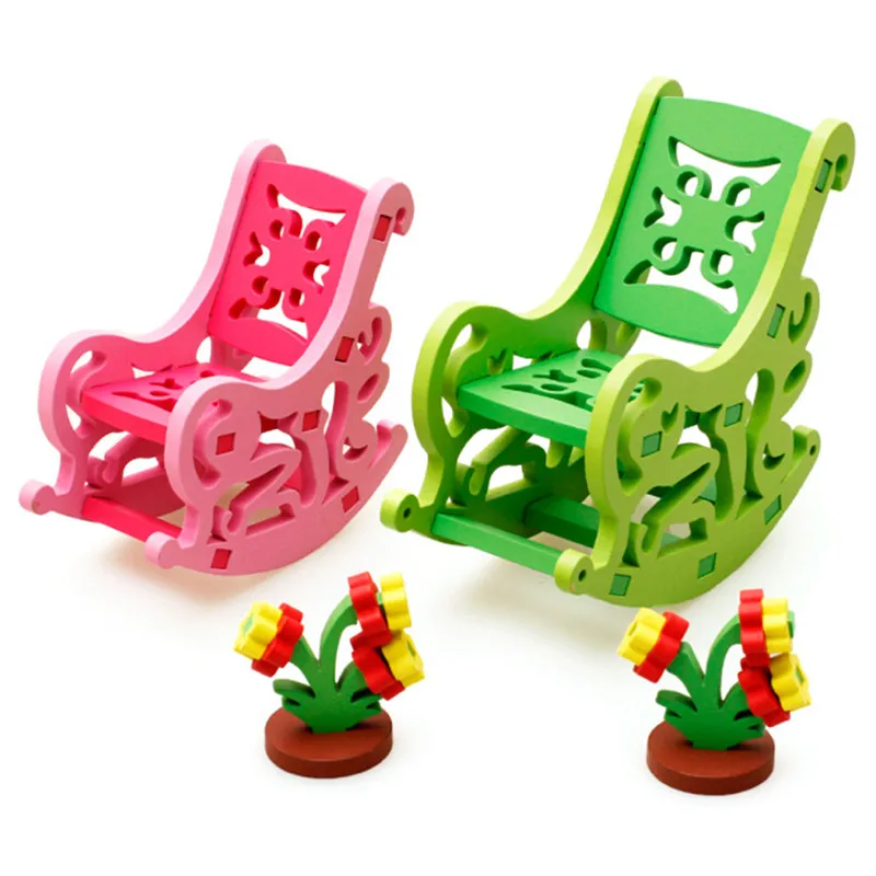 

1 Set Wooden 3D Puzzles Kids Children DIY Educational Toy Wooden 3D Assembly Model Puzzle Home Table Chair Dresser Puzzle Toys