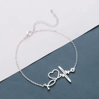 wangaiyao stainless steel heartbeat cardiogram bracelets stethoscope women bracelet special gifts for nurse jewelry for doctor