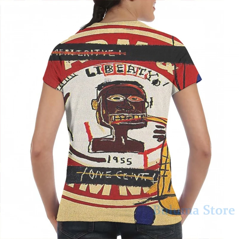 Футболка Basquiat Liberty для мужчин и женщин модная тенниска со сплошным принтом