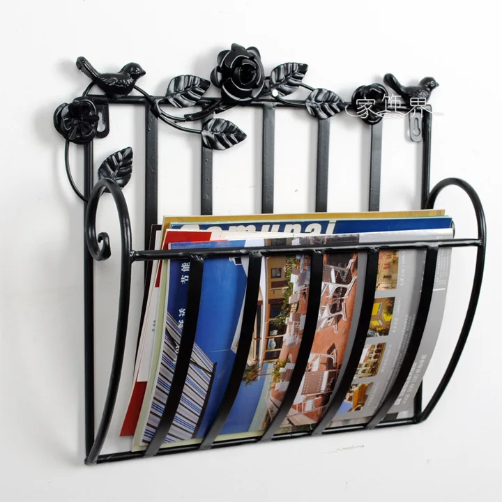 

Free shipping Metal shelf Wall living room newspapers rack books magazine holder 30X13X30cm white black