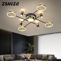modern led chandelier indoor lighting for living room dining room bedroom lamp black gold lustre lights fixture input ac 90 220v