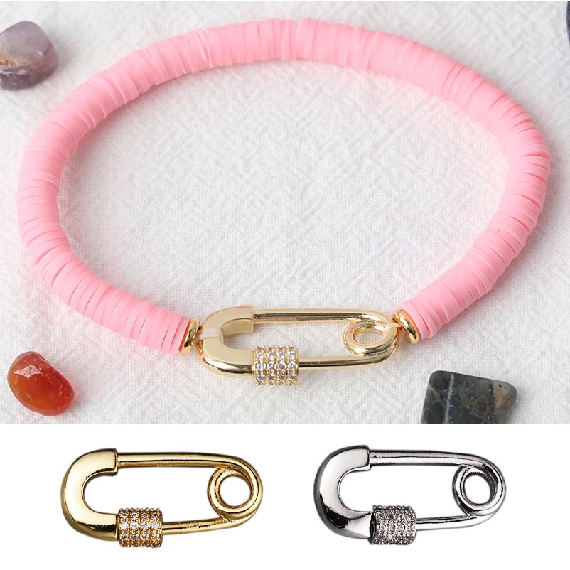 

MINHIN Chic CZ Spiral Clasps Carabiner Screw Locket Fasteners Accessories For Handmade DIY Original Bracelet Necklace Wholesale