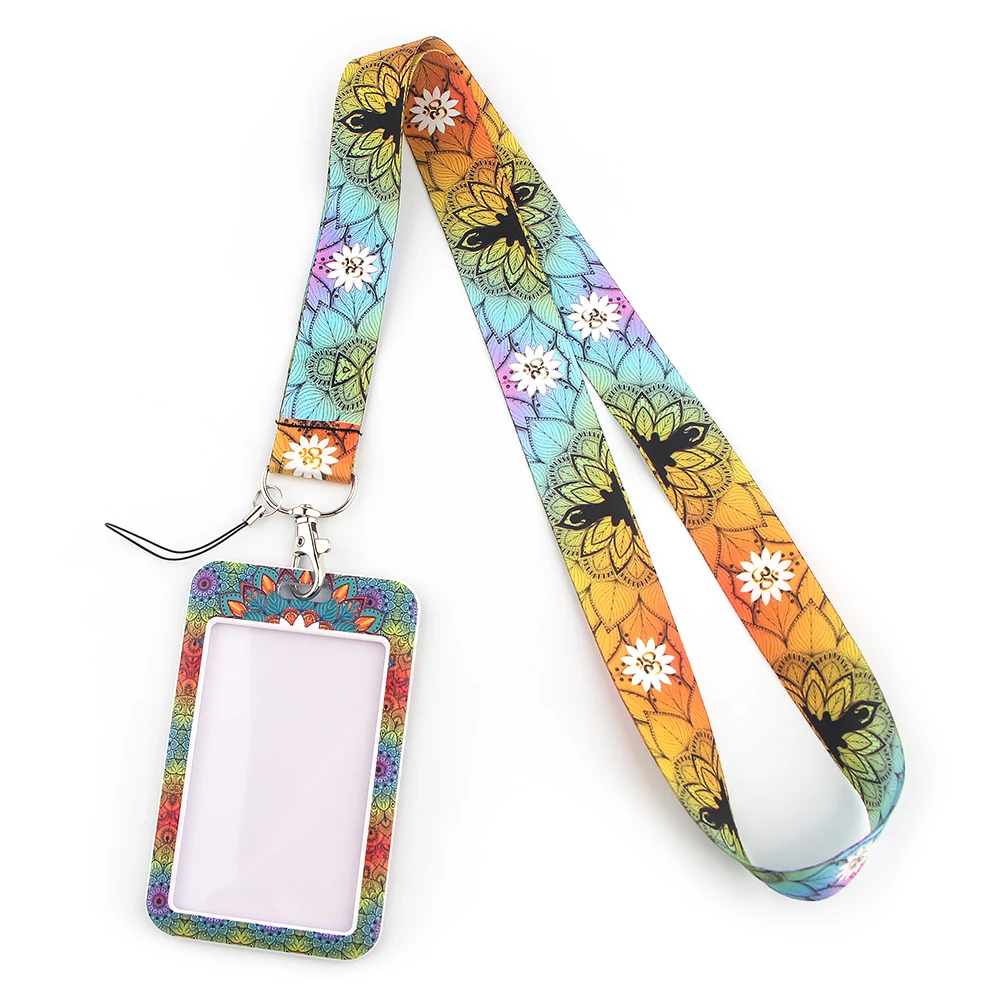 

JF468 Lotus New Fashion Yoga Lanyard ID Badge Holder Bus Pass Case Cover Bank Credit Card Holder Strap Card Holder