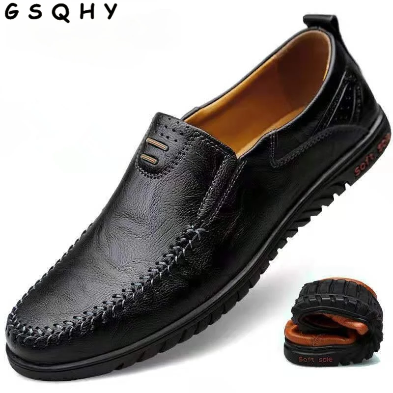 

Genuine Leather Men Shoes Luxury Brand 2021 Casual Slip on Formal Loafers Men Moccasins Italian Black Male Driving Shoes gsqhy