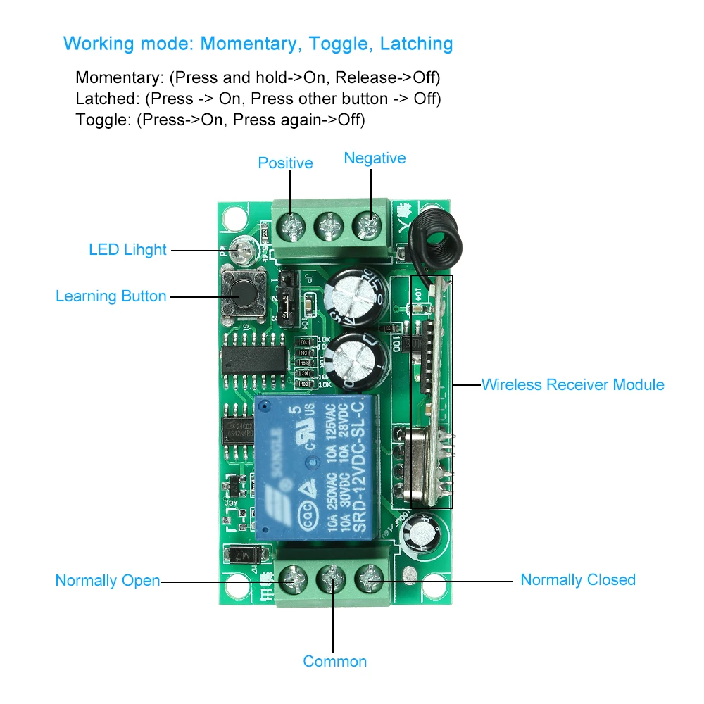 4 беспроводной пульт дистанционного управления Модуль приемника и 2Key RF 433 Mhz