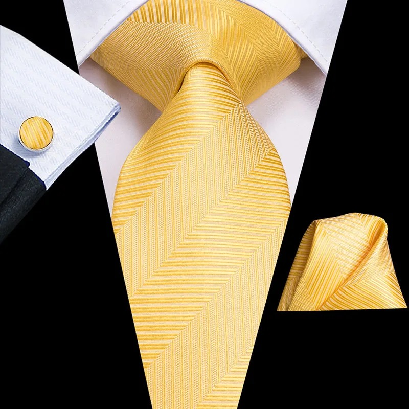 C-3177 Hi-Tie Шелковый мужской галстук набор Цветочные желтые золотистые галстуки и носовые платки запонки набор мужской свадебный вечерний костюм модный шейный галстук C-3053 - Цвет: C-3177