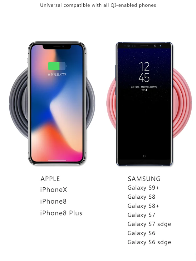 Беспроводное зарядное устройство Qi с лампой для зарядки IPhone 8 Plus Xiaomi Samsung Huawei