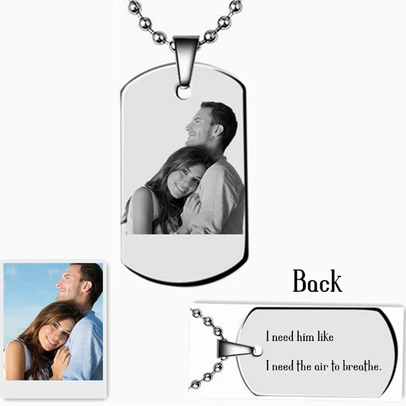 

Personalized Make Photo Name Engraving Necklace Home Party Stainless Steel Anniversary Gift