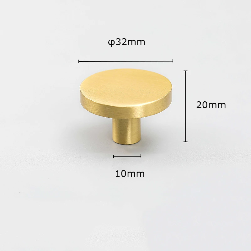 Brass brushed PVD Золотая латунная простая ручка для шкафа, круглые ручки для комода, черные латунные ручки для выдвижных ящиков, ручки для кухонного шкафа - Цвет: Brass brushed