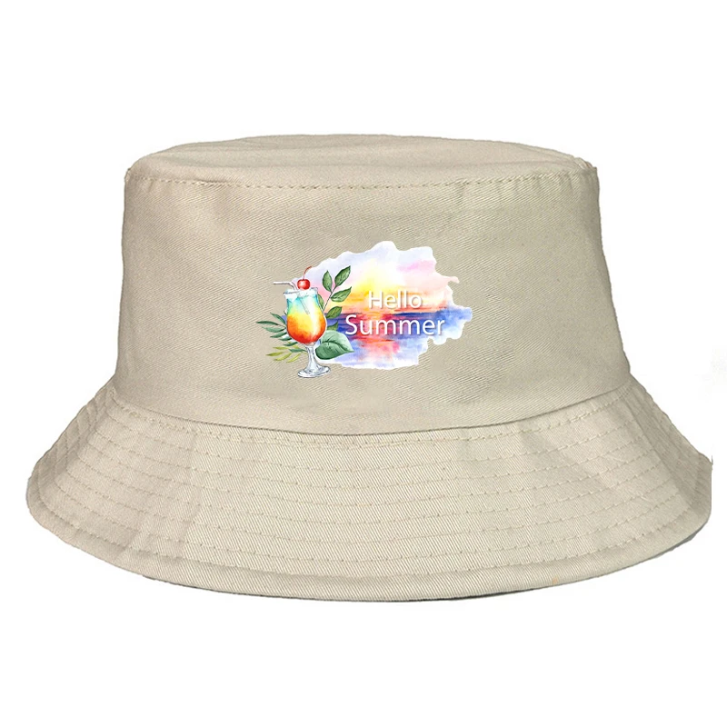 

Aesthetic cocktail pattern baseball cap fisherman hat sports outdoor sunshade breathable striped elastic cap men and women