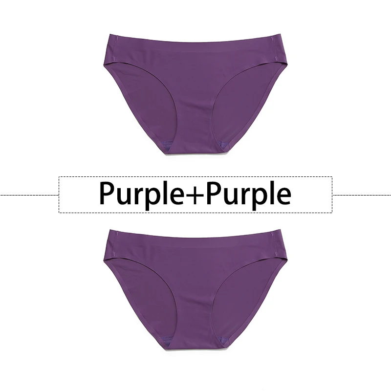 Purple-Purple 2 шт./партия, открытый Шелковый бесшовный трусики для женщин, нижнее белье сексуальные плавки, цельное нижнее белье с открытой спиной и низкой посадкой, женское XS-L, большие размеры США - Цвет: Purple-Purple