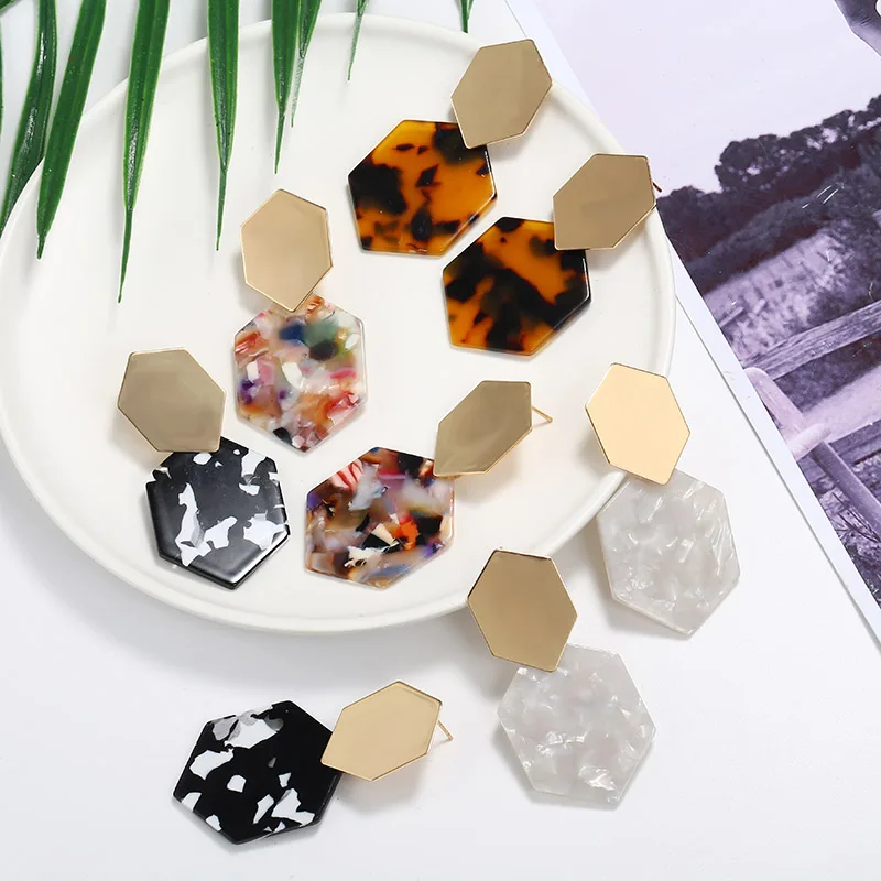 2019 Модные Акриловые серьги для женщин золотые корейские Бохо ювелирные изделия