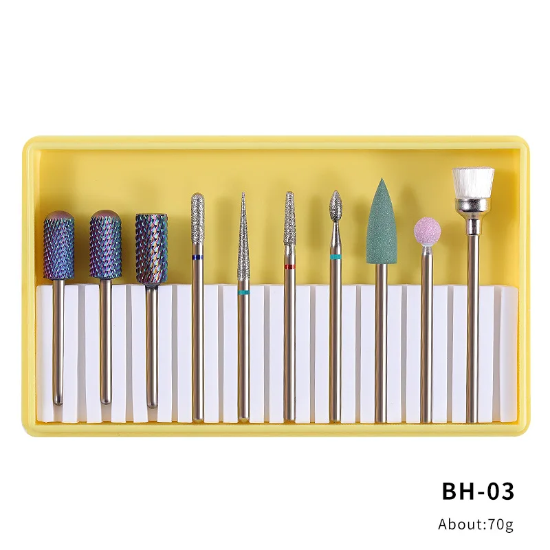 

10pcs/set Ceramic Nail Drill Bits Set with Box Milling Cutter Manicure Machine Accessories Milling Cutter Electric Nail File