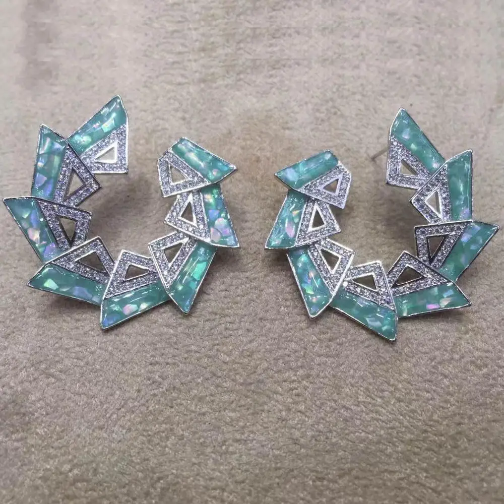 Женские серьги с фианитами GODKI модные эффектные свадебные геометрическим