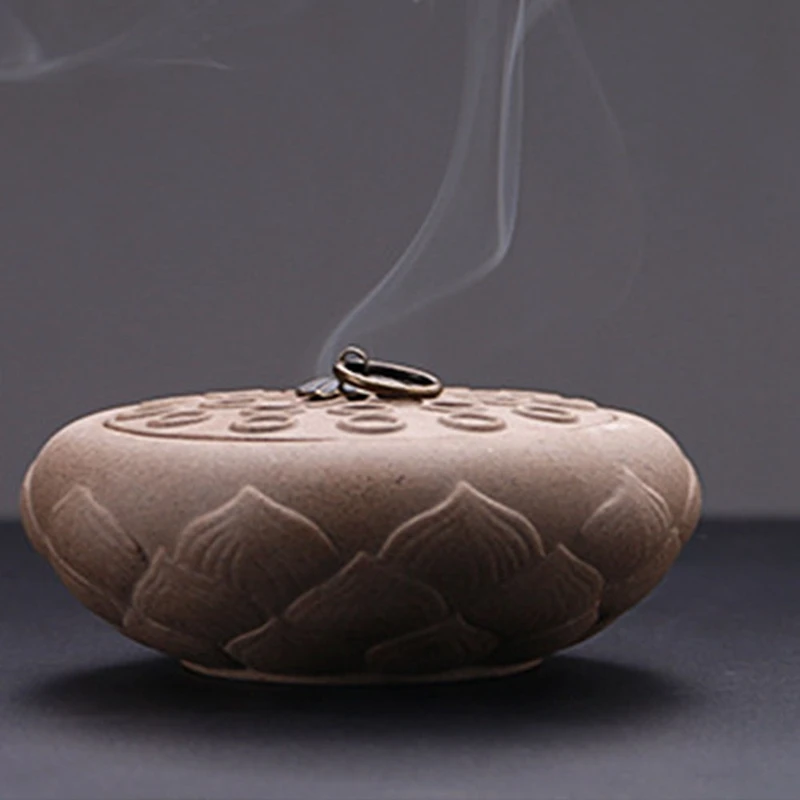 

Lotus Coil Incense Burner Antique Purple Clay Creative Incense Holder Crafts Ornaments Bruleur Encens Buddhist Ornaments EB5XX