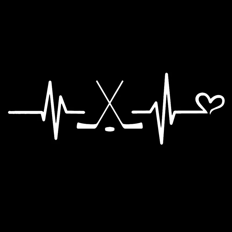 Высекающая Виниловая наклейка для хоккея с сердцебиением, автомобильная наклейка, водонепроницаемые Автомобильные украшения на кузов автомобиля, бампер, заднее окно, ноутбук # S60230