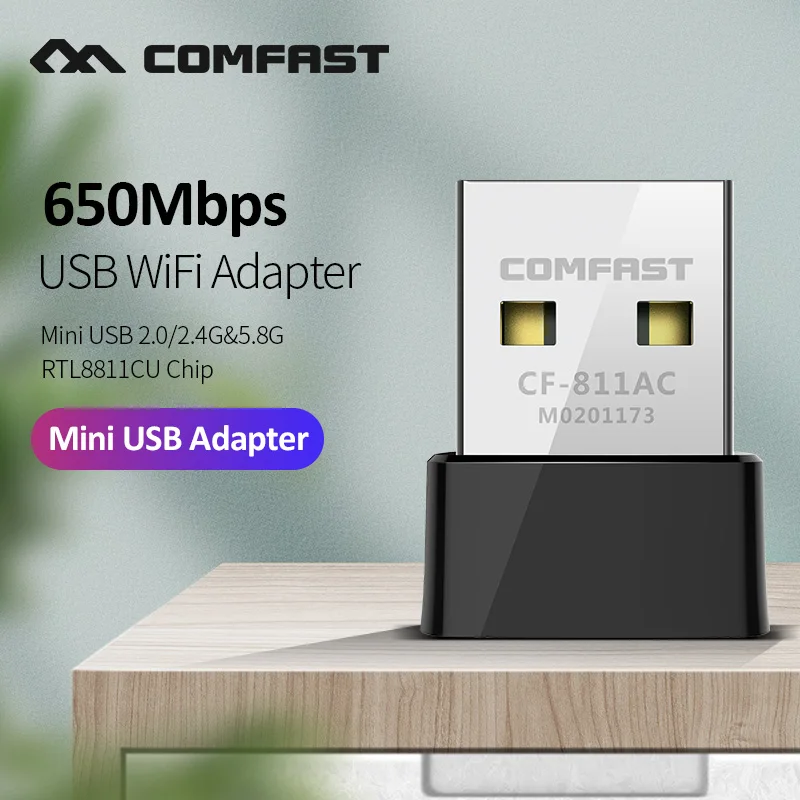 

Comfast 650Mbs USB Wireless 2.4G&5G Wifi Adapter High speed Network Card RTL8811 Dual Band 802.11 AC Antenna For Laptop Desktop