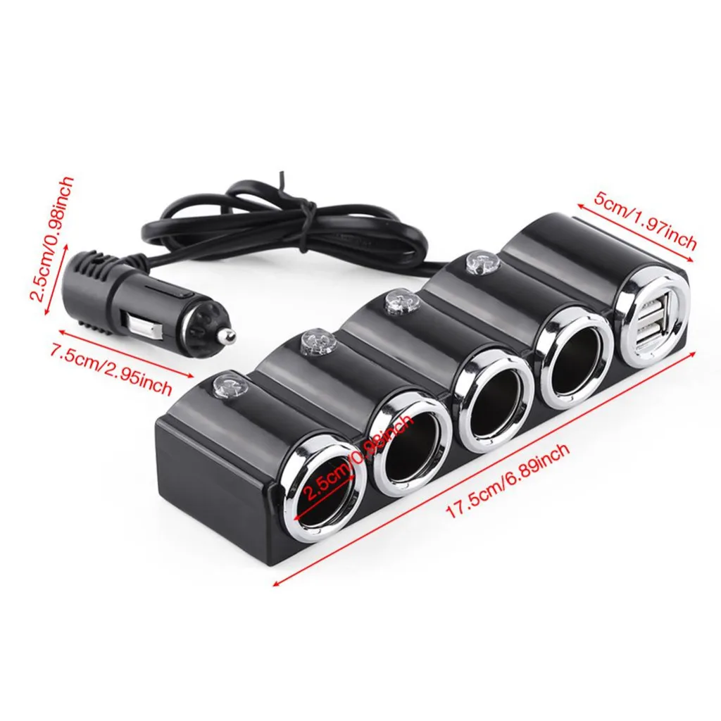 Автомобильный Разветвитель Прикуривателя с 4 разъемами 12 в пост. Тока/24 В USB