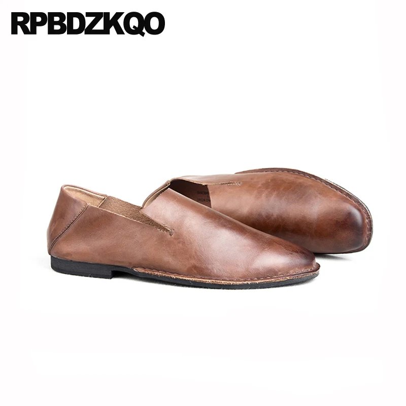 Driving Brown Genuine Leather Cow Skin Soft Soled European High Quality 2021 Men Casual Flats Shoes Brand Famous Summer Runway | Обувь